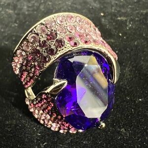 Bague Ringen Classic Artificial Amethyst Purple Gemstones, Beautiful Size 10.☑️